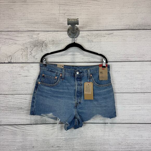 Levi's Women's 501 High Waisted Stitched Denim Shorts Size 32 - Picture 1 of 7